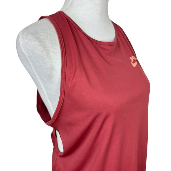 Nike Dri-Fit Terra Cotta Red Singlets Keyhole Training Yoga Athletic Tank Top - Picture 8 of 11
